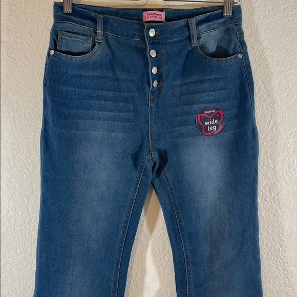 Beautees By Amy Byer Girls Stretch Jeans Flare Wide Leg Button Fly Size 16 NEW - Picture 2 of 8